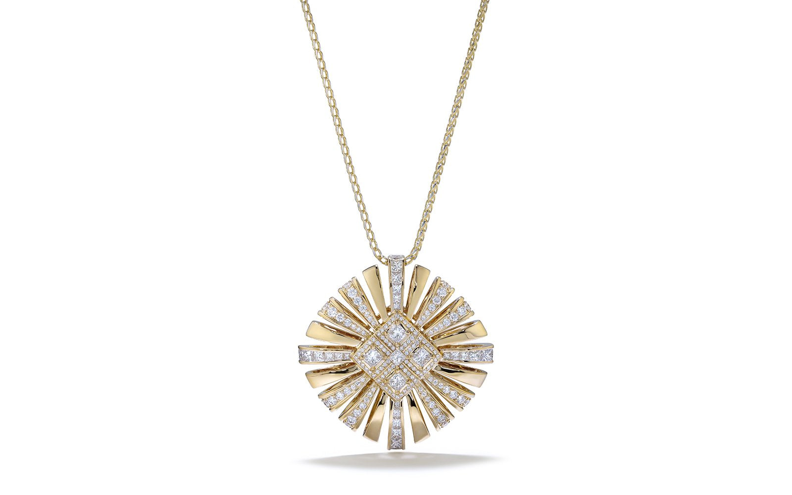 D Flawless Diamond Necklace set in 18K Yellow Gold