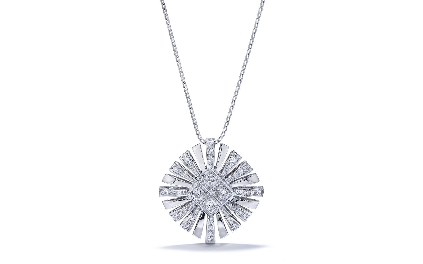 D Flawless Diamond Necklace set in 18K White Gold