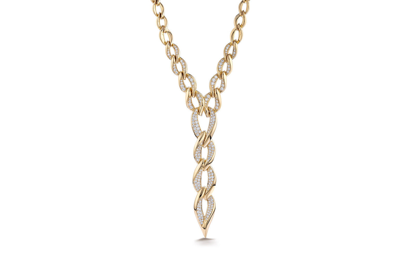 Connected 1.71ct D Flawless Diamond Necklace set in 18K Yellow Gold