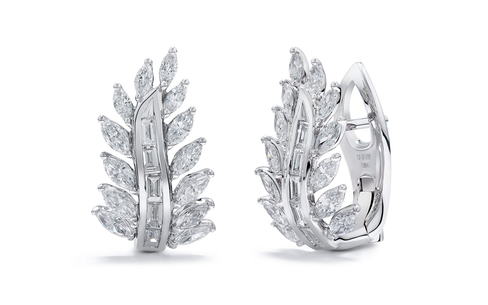 D Flawless Diamond Earrings set in 18K White Gold