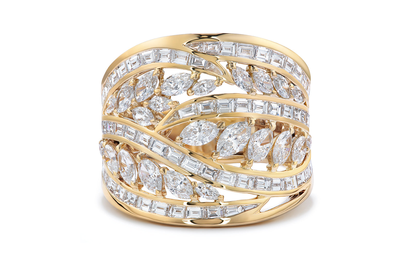 3.86ct Twisted Vines D Flawless Diamond Ring set in 18K Yellow Gold
