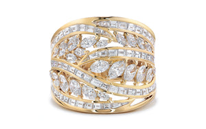 3.86ct Twisted Vines D Flawless Diamond Ring set in 18K Yellow Gold