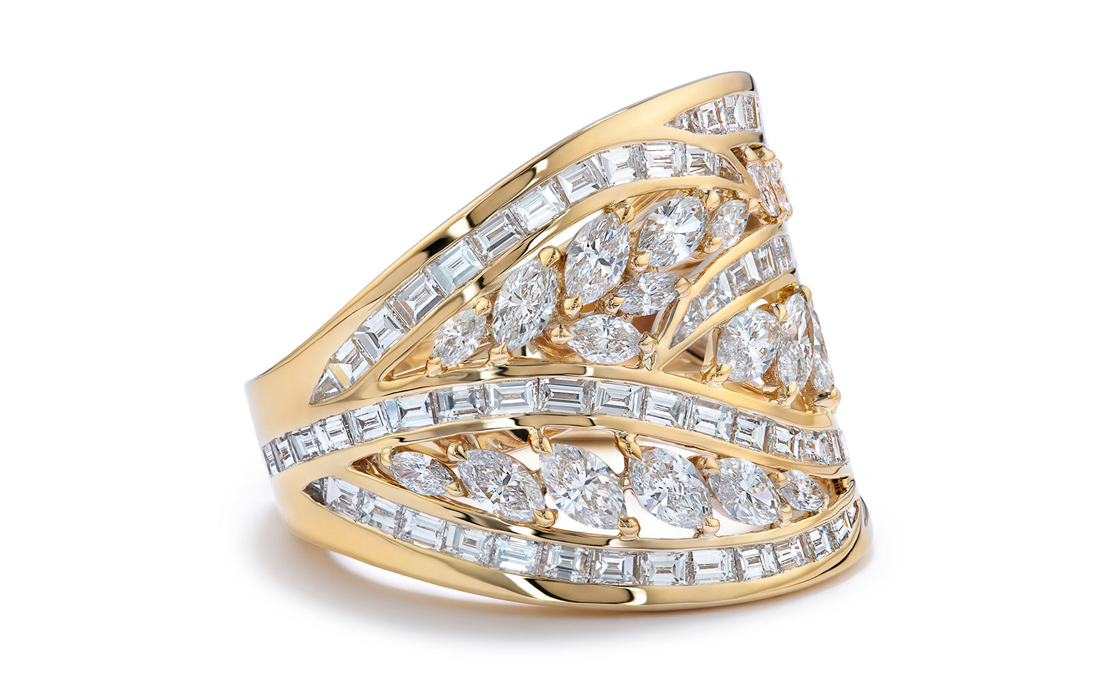 3.86ct Twisted Vines D Flawless Diamond Ring set in 18K Yellow Gold