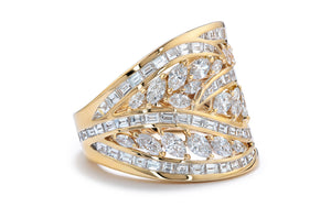 3.86ct Twisted Vines D Flawless Diamond Ring set in 18K Yellow Gold