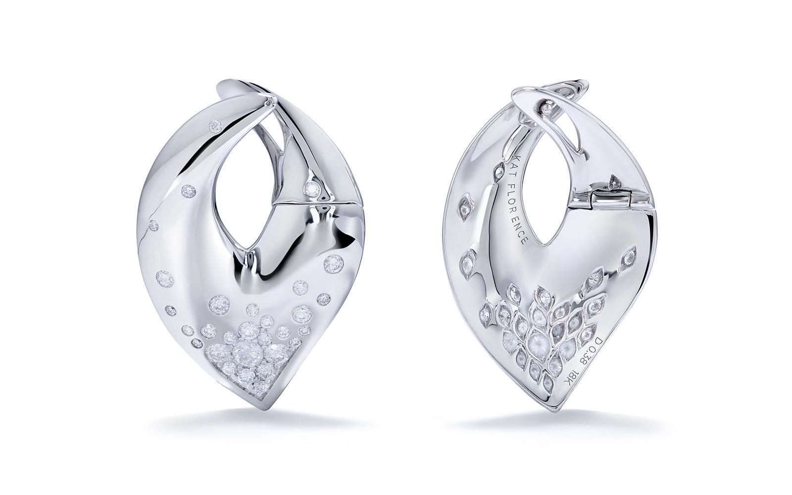Fluid 0.76ct D Flawless Diamond Earrings set in 18K White Gold