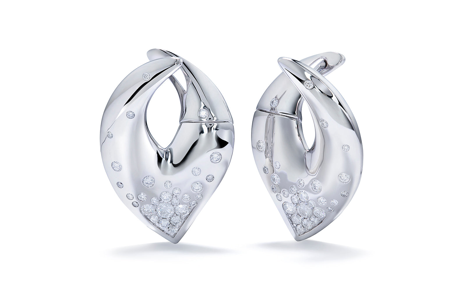 Fluid 0.76ct D Flawless Diamond Earrings set in 18K White Gold
