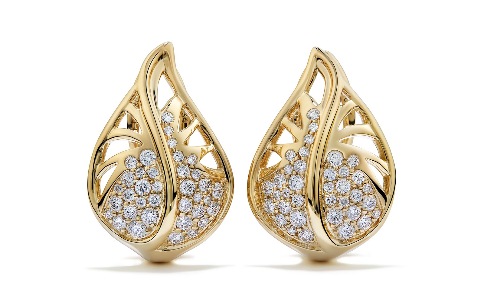 D Flawless Diamond Earrings set in 18K Yellow Gold