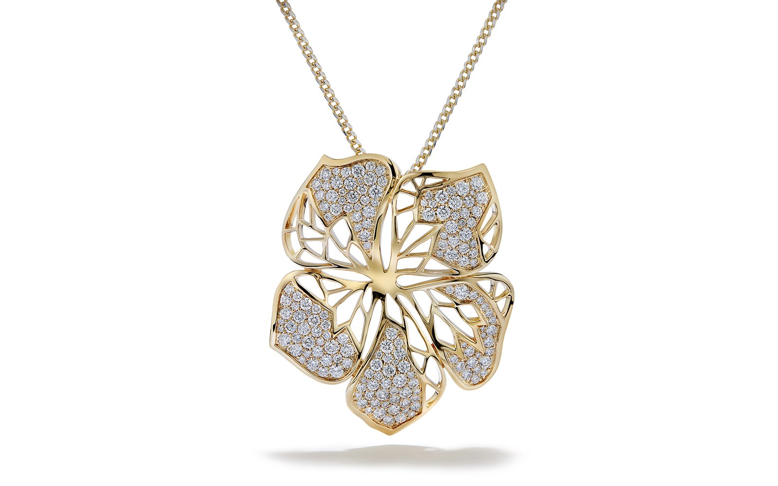 D Flawless Diamond Necklace set in 18K Yellow Gold