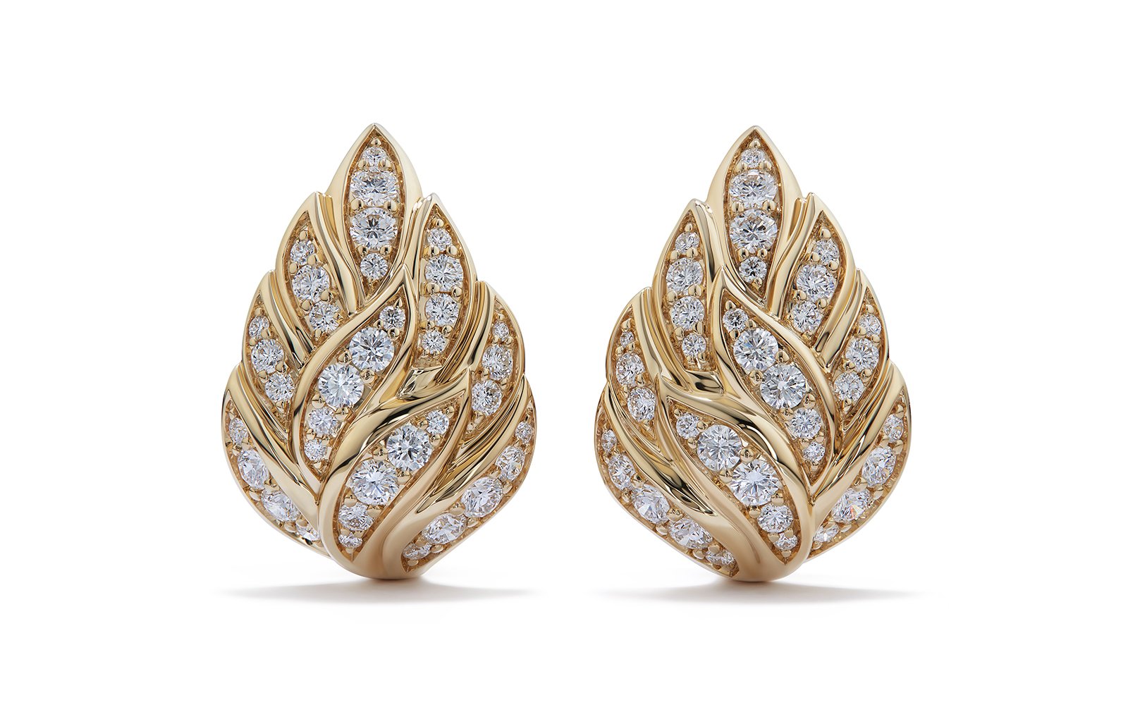 D Flawless Diamond Earrings set in 18K Yellow Gold