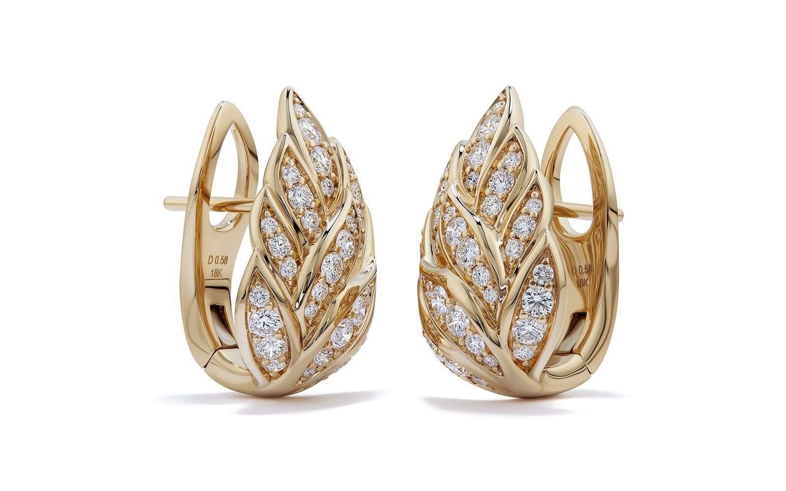 D Flawless Diamond Earrings set in 18K Yellow Gold