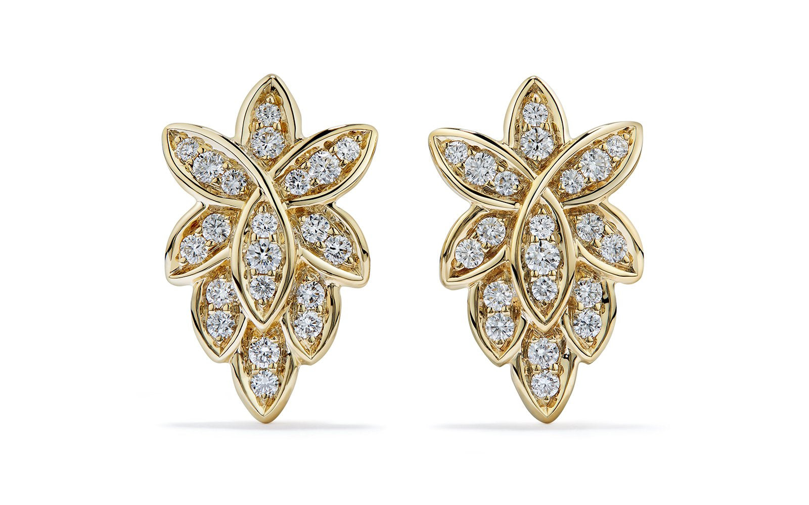 D Flawless Diamond Earrings set in 18K Yellow Gold