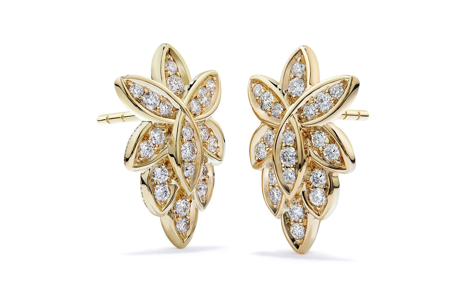 D Flawless Diamond Earrings set in 18K Yellow Gold