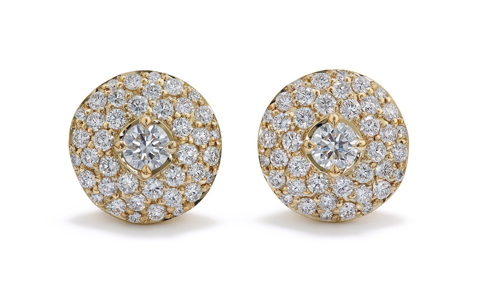 D Flawless Diamond Earrings set in 18K Yellow Gold
